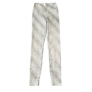 Peloton Womens‎ Metallic Silver Geometric Dot High Waist Workout Leggings Size M